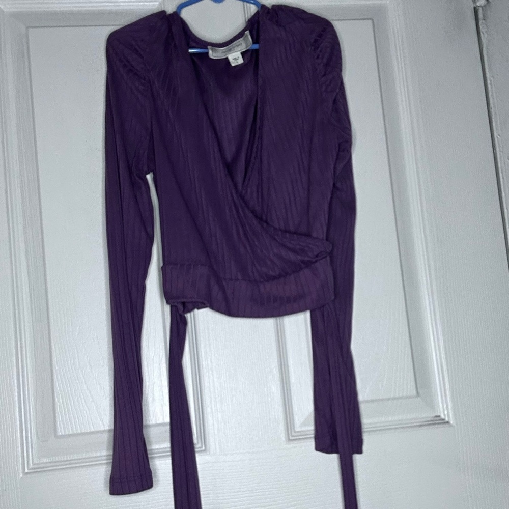 Purple Crop Top tie around strings 💜